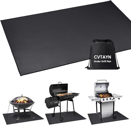 Under Grill Mat 48 ×30 Inch for Outdoor Charcoal, Flat Top, Smokers, Gas Grills.Oil-Proof and Water-Proof BBQ Cvtayn Fireproof Mat Protects Deck Grass, Indoor Fireplace Mat