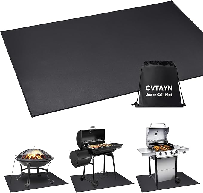 Large Under Grill Mat 60 ×40 Inch for Outdoor Charcoal, Smokers, Gas Grills, Deck and Patio Protective Mats, Fireproof Grill Pads, Indoor Fireplace Mat Prevents Ember Damage Wood Floor