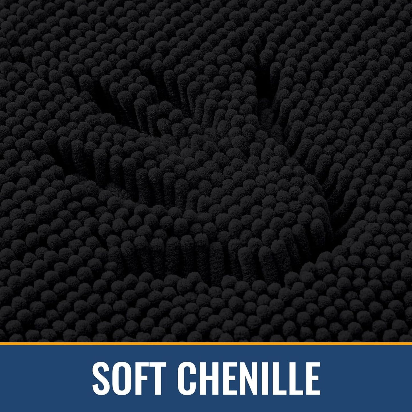 Arotive Bathroom Rugs 44x24, Extra Soft Absorbent Shaggy Chenille Bath Rugs, Machine Washable Rubber Backing Non-Slip Bath Mats for Bathroom Floor Tub and Shower, Home Decor Accessories, Black
