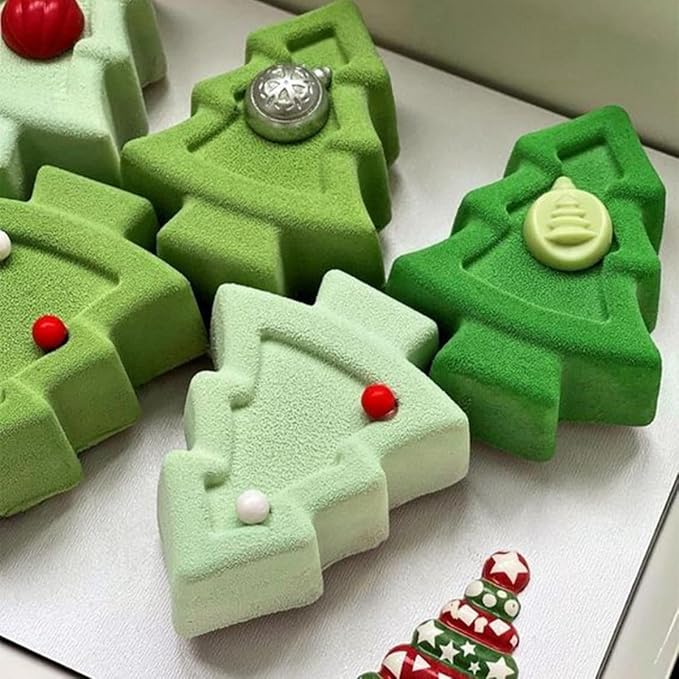 Christmas Tree Silicone Cake Mold, 3D Silicone Baking Molds for Cheesecake, Mousse, and Biscuits, Flexible Non-Stick Design, Easy Release (C_Christmas Tree)