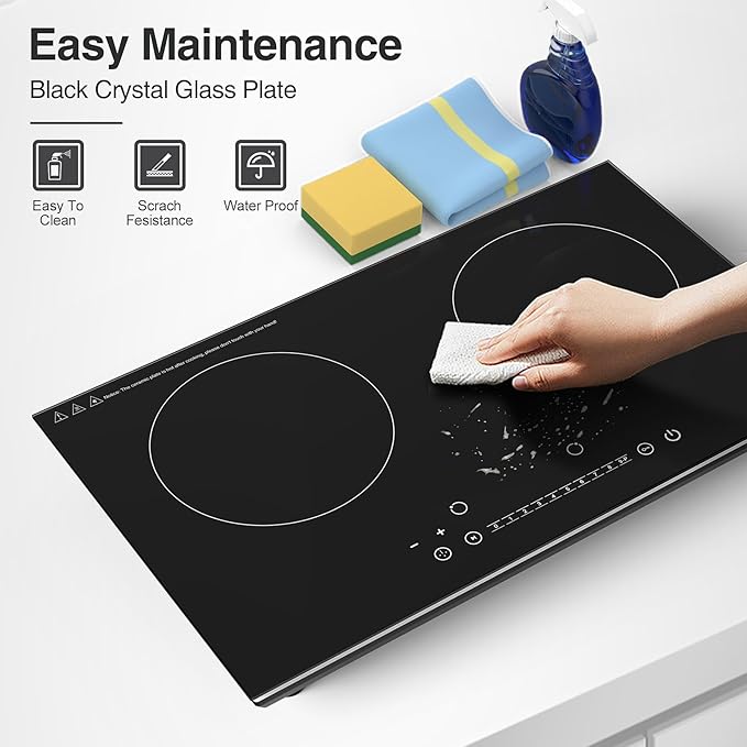 VBGK Double Induction Cooktop,4000W 2 burner induction cooktop,110V Hot Plate Electric Burner Portable Induction cooktop 2 burner with LCD Touch Screen 9 Levels Settings Child Safety Lock & Timer