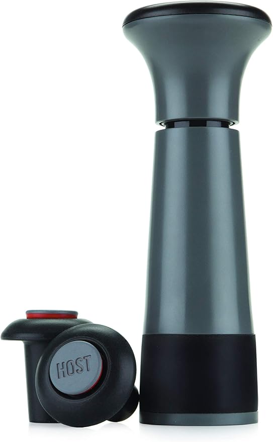 Host AirLOCK Wine Saver Pump and Wine Preserver with Wine Stoppers Vacuum Sealer Wine Pump and Wine Vacuum Bottle Stopper, set of 3, Black