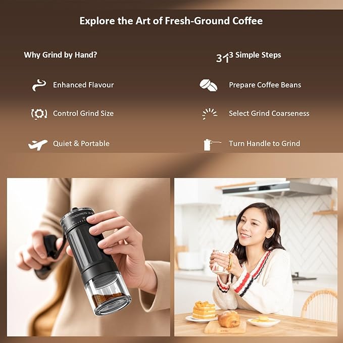 Manual Coffee Grinder, 40 Levels External Adjustment, Portable Hand Coffee Bean Mill, Ceramic Burr Coffee Grinder