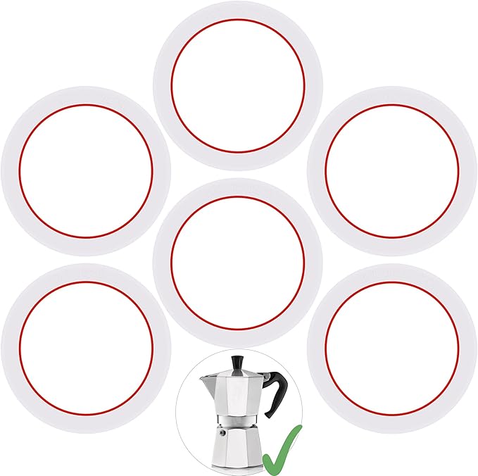 [UPGRADED] Sealing Gasket for Bialetti Moka Express 9 Cups Iconic Stovetop Espresso Maker - 6 PCS Replacement Food Grade Silicone Seal Ring for Aluminum Stovetop Coffee Maker Pots