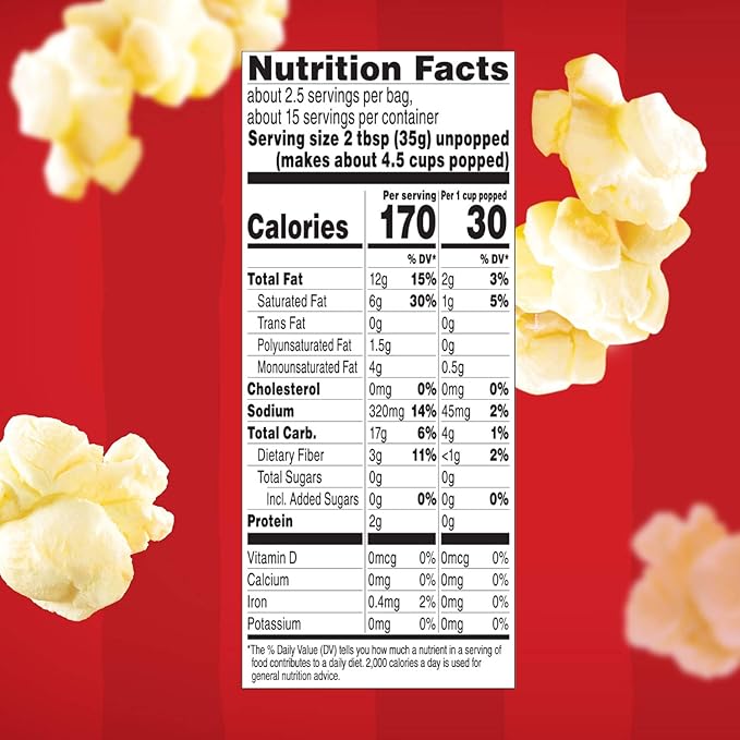 Orville Redenbacher's Butter Popcorn, 3.29 Ounce Classic Bag, 6-Count (Pack of 2)