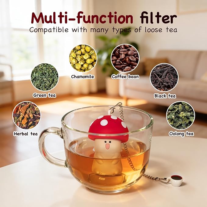 Mushroom Tea Infuser Tea Strainers For Loose Tea Cute Tea Infuser Tea Accessories For Tea Lovers Cute Kitchen Accessories Mushroom Gifts
