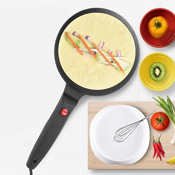 Electric Crepe Maker, Portable Crepe Maker Dipping Plate for Egg Roll Tortilla, On Off Switch, Nonstick Coating and Automatic Temperature Control (US Plug 100‑240V)