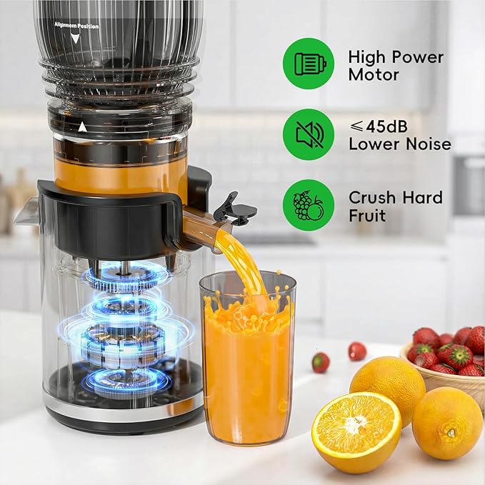Juicer Machines, Cold Press Juicer with 5.8" Wide Feed Chute, 300W Slow Masticating Juicer for Whole Fruits & Vegetables, High Juice Yield, Easy to Clean, BPA Free Juice Extractor Machine