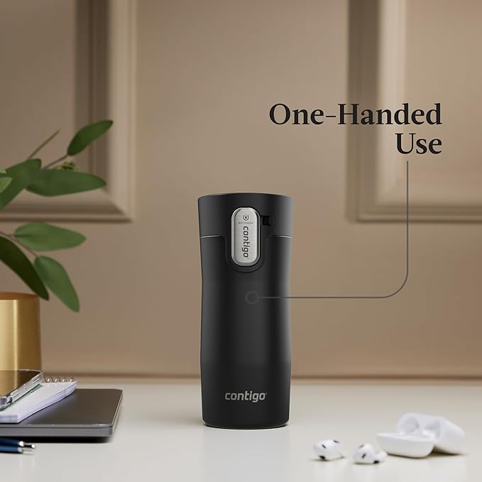 Contigo AUTOSEAL West Loop Vacuum-Insulated Stainless Steel Travel Mug with Easy-Clean Lid, 12oz, Matte Black