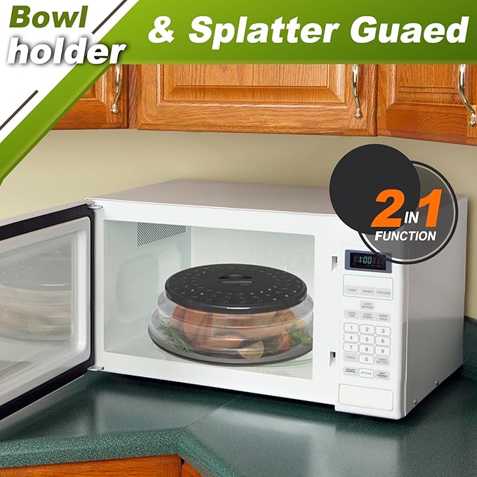 12" Microwave food Cover & Mat,Large Vented Collapsible Splatter Guard dish Plate lid & Silicone Round Kitchen mat