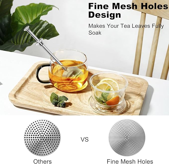Numola Long Handle Tea Ball Stainless Steel, 2Pcs Premium Tea Infuser Filter for Loose Leaf Tea, Reusable Fine Mesh Tea Interval Diffuser Strainer for Cup and Teapot