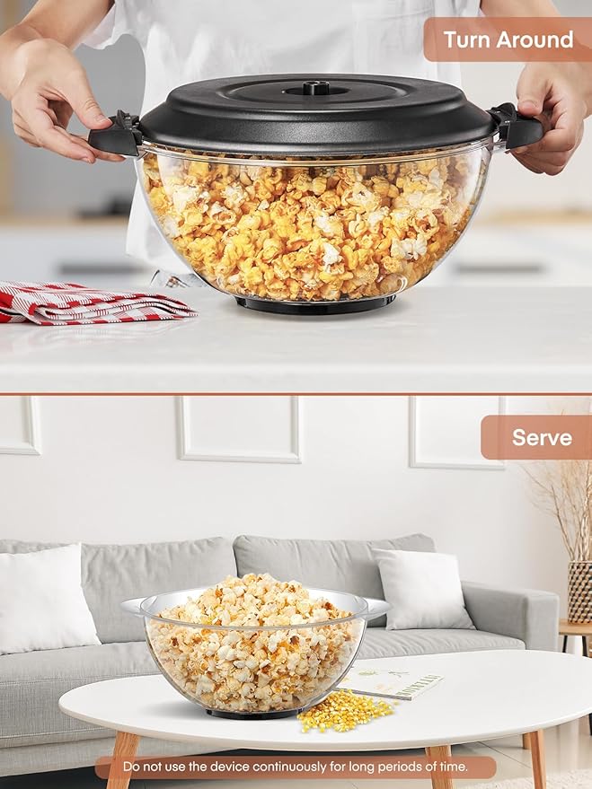 HOUSNAT Popcorn Machine, 28 Cup Popcorn Maker, 800w Electric Stirring Popcorn Popper with Quick-Heat Technology,Removable Non-Stick Surface,Cool Touch Handles,Thicken Transparent Cover,2 Measuring Cap
