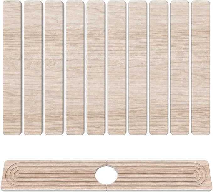 Stone Drying Mat for Kitchen Counter, 24"x16" Water Absorbing Dish Drying Mat with 24"x4" Faucet Mat for Kitchen Sink, Diatomaceous Earth Quick Dry Stone Mats for Dishes Bottles Cups (Wood Grain)