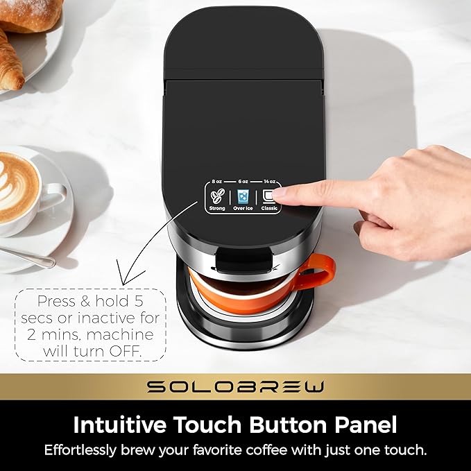 CHULUX SoloBrew Single Serve Coffee Maker, for K Cup and Ground, 3 Brew Sizes with Strong Button & Over Ice Feature, 14oz Removable Reservoir, for Home, Travel, RV, Office and Dorm