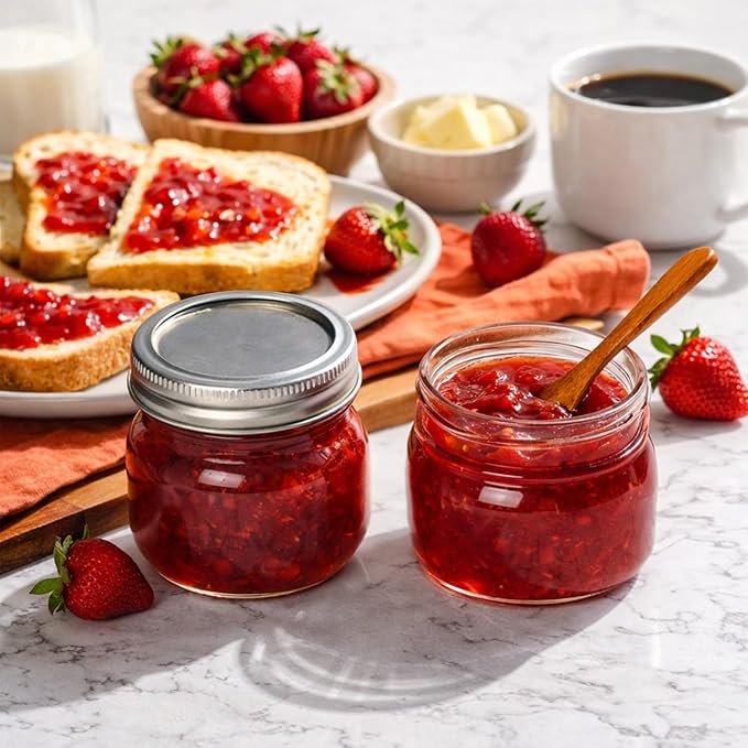 ComSaf 8 oz Regular Mouth Mason Jars,6Pcs Glass Jars for Home Cooks Making Jam and Jelly, and Crafters Creating DIY Candles and Party Favors, Canning Jar with Lids and Rings，Includes Labels & Twine