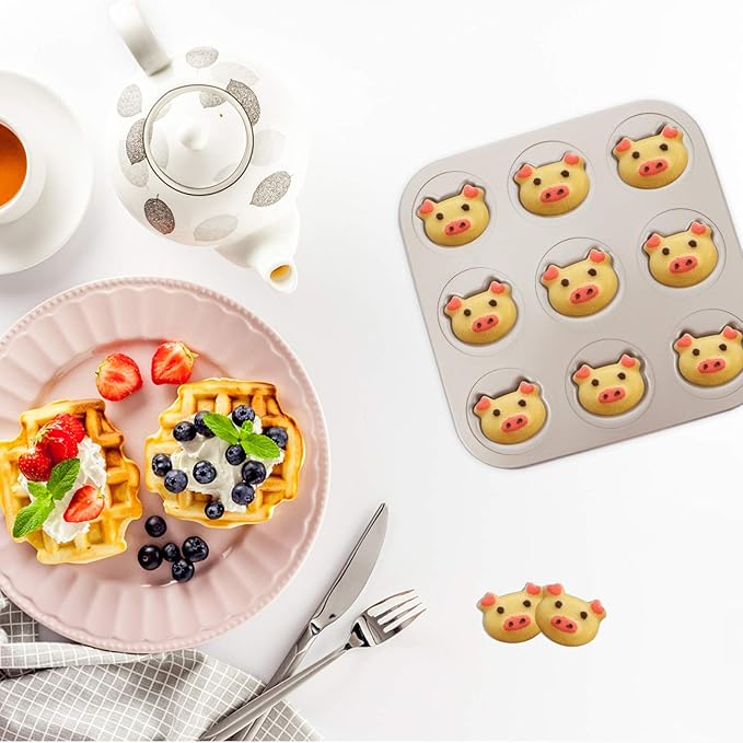 Cake Tin， Non-Stick Cake Mould, Baking Tools Baking Mold,Cake Mould,Baking Madeleine Mold Cake Pan Nonstick Small Baking Pan Pig Baking Mold Heavy Carbon Steel for Oven Baking Cookies Cake Chocolate P