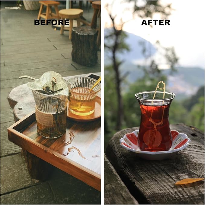 Luckyiren Snap Tea Ball Infuser with Handle; Premium Stainless Steel Fine Mesh Screen Tea Strainer Filters Colander Cullender Sieve Infusion Steeper Maker for Loose Leaf Tea Herbs, 2 Pieces, Golden