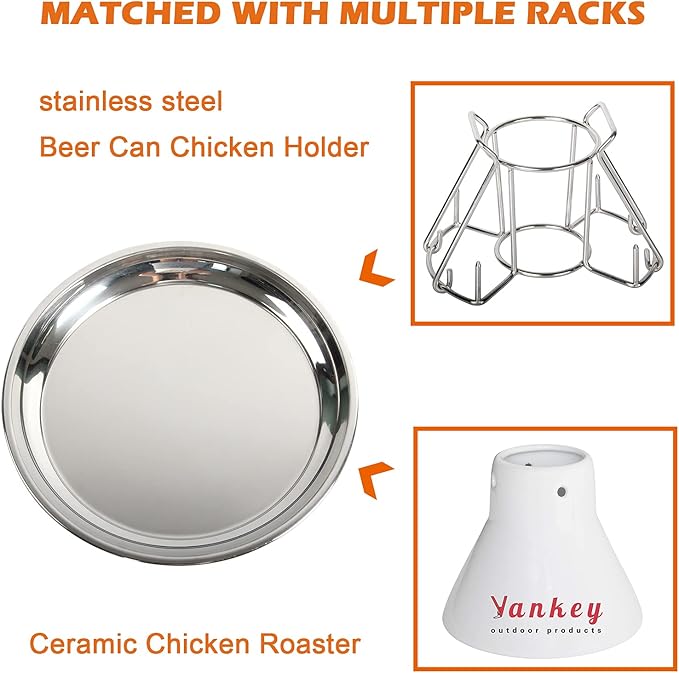 14 In Stainless Steel Roasting Pan, Stainless Steel Heavy Duty Kitchenware Round Roaster Pan Large XLarge Big Size Green Egg Drip Pan for Turkey Baking,Roast Chicken,Brushed Surface & Dishwasher Safe