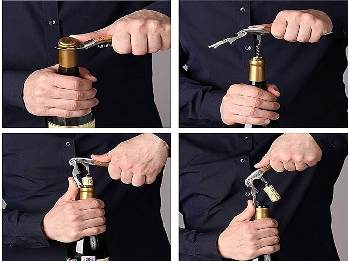 Professional Waiter Corkscrew Wine Key for Bartenders Set of 3,With Long Rosewood Handle Stainless Steel Handle Wine Opener for Bar Restaurant Waiters, Sommelier, Bartend (Long Wood 3 Packs)