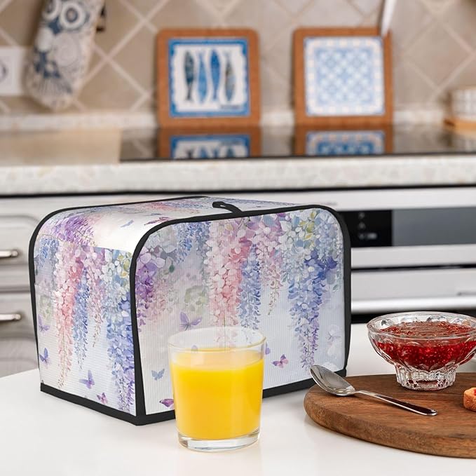 Toaster Cover 2 Slice Botanical Flower Butterfly Kitchen Small Appliance Covers with Pockets Dust and Fingerprint Protection
