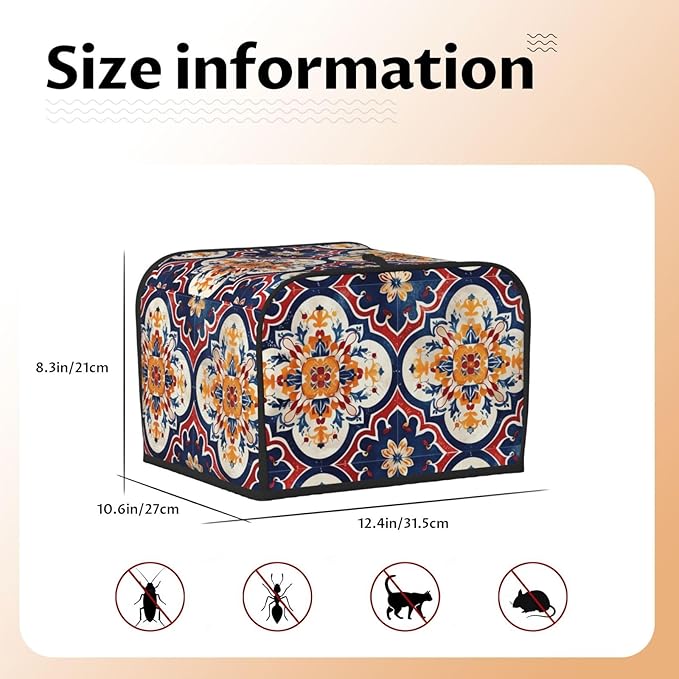 Purple Red Mandala Covers for 4 Slice Toasters,Cute Country Bread Machine Cover with Handle,Washable Stain Resistant Kitchen Small Appliance Cover Dining Decor