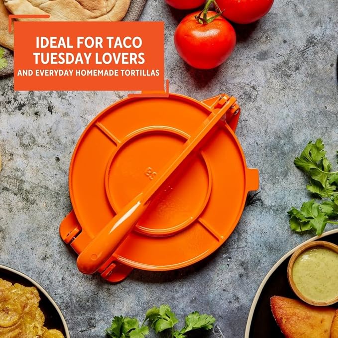 IMUSA USA Aluminum Tortilla Press 8-Inch, Orange