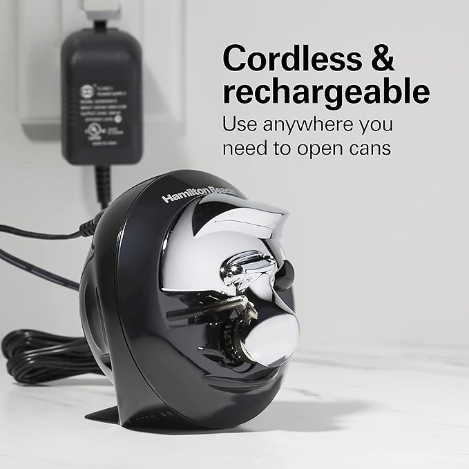 Hamilton Beach Walk 'n Cut Electric Can Opener for Kitchen,Use On Any Size,Automatic and Hand-Free,Cordless & Rechargeable,Easy Clean Removable Blade,Black (76501G),(Pack of 2)