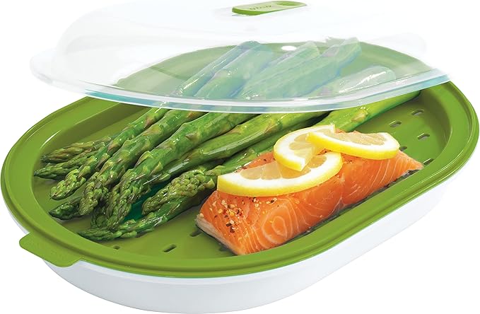 GoodCook Everyday Microwave Food Steamer – Vegetable & Fish Cooker, Preserves Vitamins & Nutrients, Quick Dinner & Meals, Adjustable Steam Release Vent