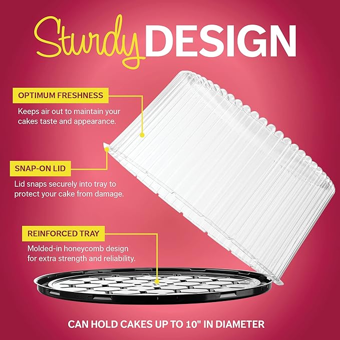 10-11" Plastic Disposable Cake Containers Carriers with Dome Lids and Cake Boards | 5 Round Cake Carriers for Transport | Clear Bundt Cake Boxes Cover | 2-3 Layer Cake Holder Display Containers