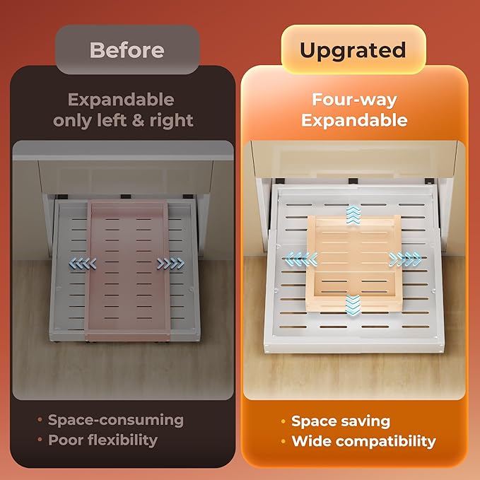 1 Pack Pull Out Cabinet Organizer, Slide Out Drawer Expandable Width (12"-19") and Depth (17"-23") With 3 Slides, Fixed with Adhesive Film and Nail for Cabinets in Kitchen, Pantry or Bathroom