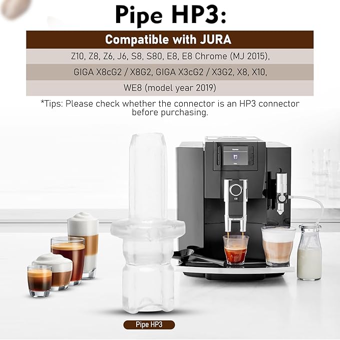 Milk System Replacement Parts for Jura,With HP3 adapter & HP1 adapter Compatible with Jura Coffee Machine Models:Z8/Z6/Z10/J6/J8/S8/S80/E8/E8 Chrome/X8/X10/GIGA 10,WE8, ENA 8, Micro 90, E6, D6,etc