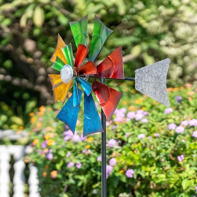 Viveta Metal Wind Spinners Outdoor, Colorful Kinetic Wind Spinner, Garden Wind Sculptures & Spinners for Outdoor Patio Yard Decor