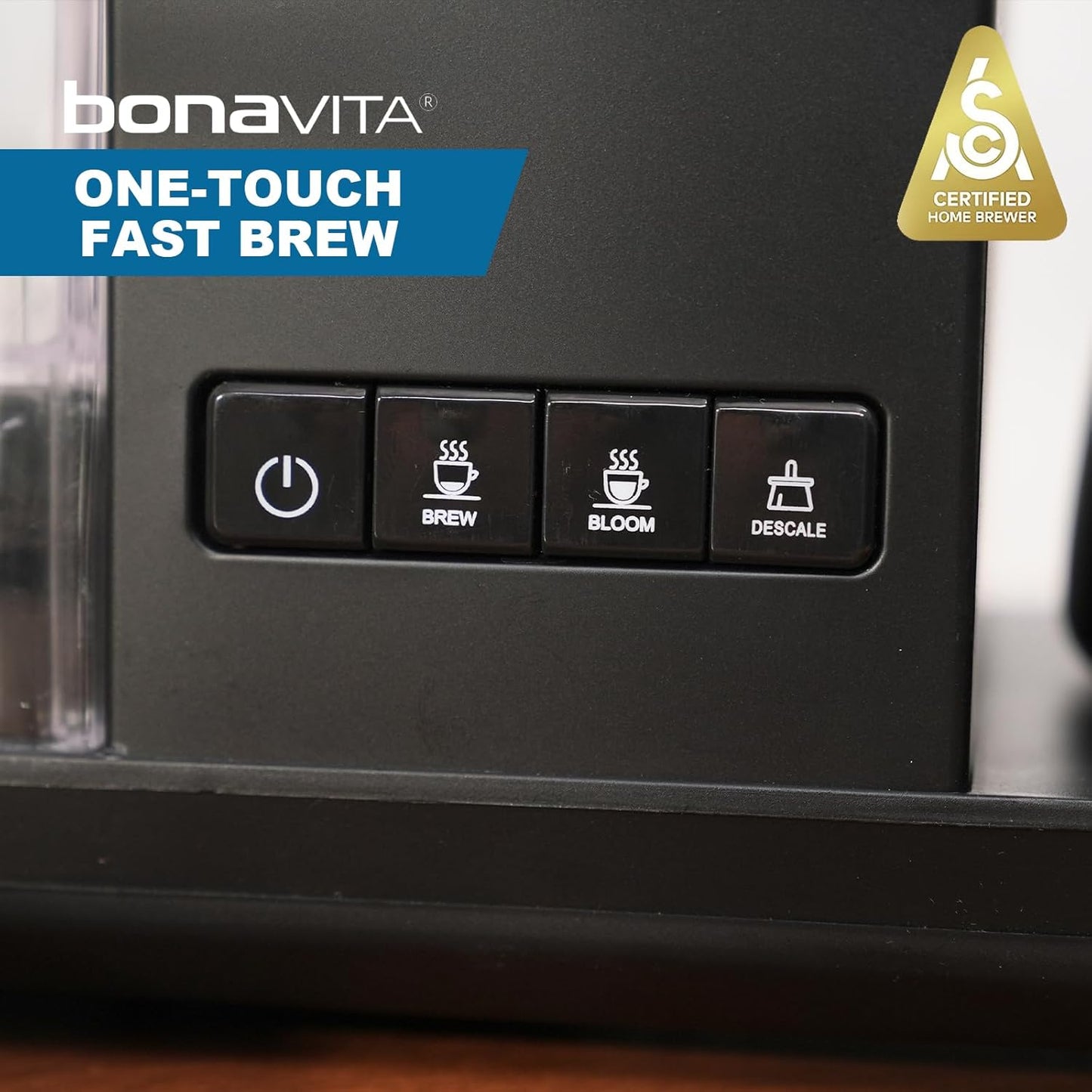 Bonavita Enthusiast 8 Cup Drip Coffee Brewer, Pour Over, SCA Certified Coffee Machine with Thermal Carafe, Stainless Steel Panel, Removable Reservoir, Matte Black