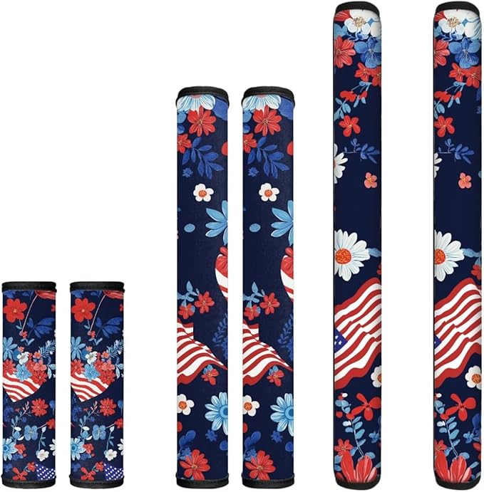 American Flag Eucalyptus Flower Refrigerator Handle Door Covers 6 Pcs Microwave Dishwasher Keep Kitchen Clean from Smudges Food Stains Fingerprints July 4th Independence Day Decor