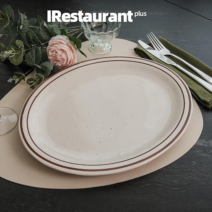 Stoneware Narrow Rim Commercial Grade Dinnerware (Brown Speckle, Platter 9.5" x 7.25")