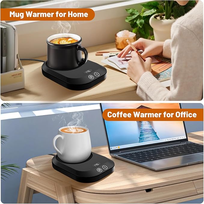 Mug Warmer, Coffee Warmer for Desk Auto Shut Off, Coffee Mug Warmer with 3 Temperature Settings, Coffee Warmer with Anti-Scalding Silicone, Mug Warmer for Desk with Digital Display, Coffee Gifts