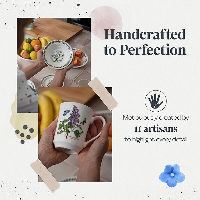 Portmeirion Botanic Garden 30-Piece Dinnerware Set - Nature-Inspired Floral Motifs - Dishwasher, Microwave, Freezer Safe Elegant Dining Plates, Bowls, Mugs - Fine Earthenware for Home Gatherings
