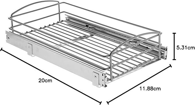 Knape & Vogt RS-MUB-11-FN 5 in. H x 12 in. W x 20 in. D Multi-Use Pull-Out Basket Cabinet Organizer in Silver