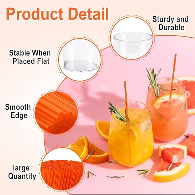 600 Pcs Orange Coffee Stirrers Stir Sticks Set - Acrylic Stir Stick Holder Cocktail Straws Bar Straws Drink Stirrers for Coffee Juice Whiskey Home Kitchen Party Supplies