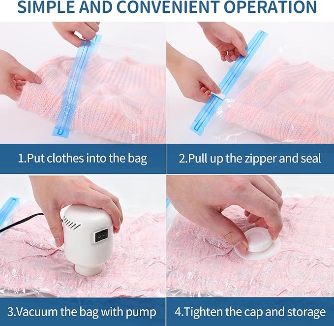 Vacuum Storage Bags with Electric Pump,8 Pack Extra Large Space Saving Vacuum Seal Bags for Bedding,Blanket,Comforters,Duvets,Pillows(8 Jumbo)