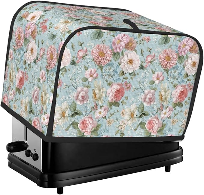 Toaster Cover 2 Slice Flower Vintage Peony Floral Kitchen Small Appliance Covers with Pockets Dust and Fingerprint Protection