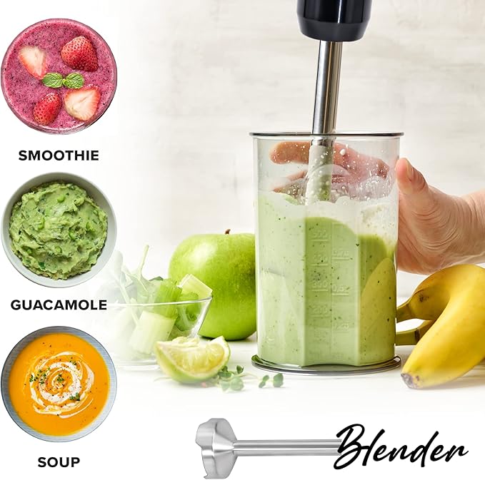 PowerLix Powerful Handheld Milk Frother With Stand Battery Operated Foam Maker Frother Wand For Coffee (A Black) (Hand Blender Set)