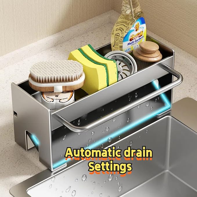 Utensil Holder,Compact Kitchen Sink Drying Rack - Durable and Stylish Solution,Self-Draining Tray Design,with Rag Rack（Black）