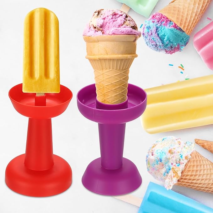 uxcell 4pcs Silicone Treats Holder 5.1" x 3.5" Washable Ice Cream Cone Holder Kitchen Tools Multicolor
