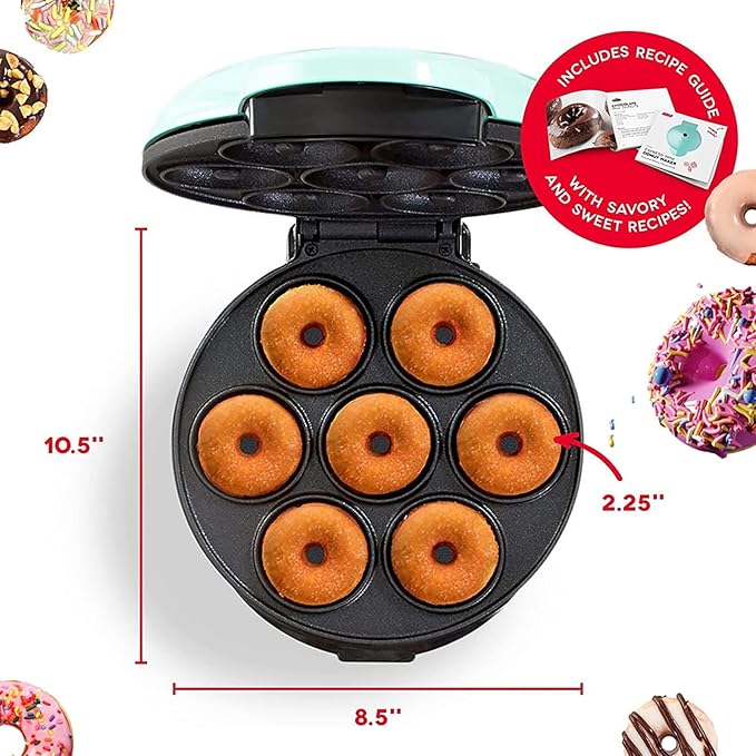 Mini Donut Maker,Electric Mini Doughnut Maker Machine, Makes 7 Mini Donutss, Non-Stick Mini Donut Machine, Easy Clean Doughnuts Maker Kit red (Green)