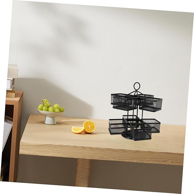 OUNONA 360degree Tea Bag Storage Box Rotating Carousel Creamer Sugar Packet Holder Kitchen Organizer Hotel Storage Box