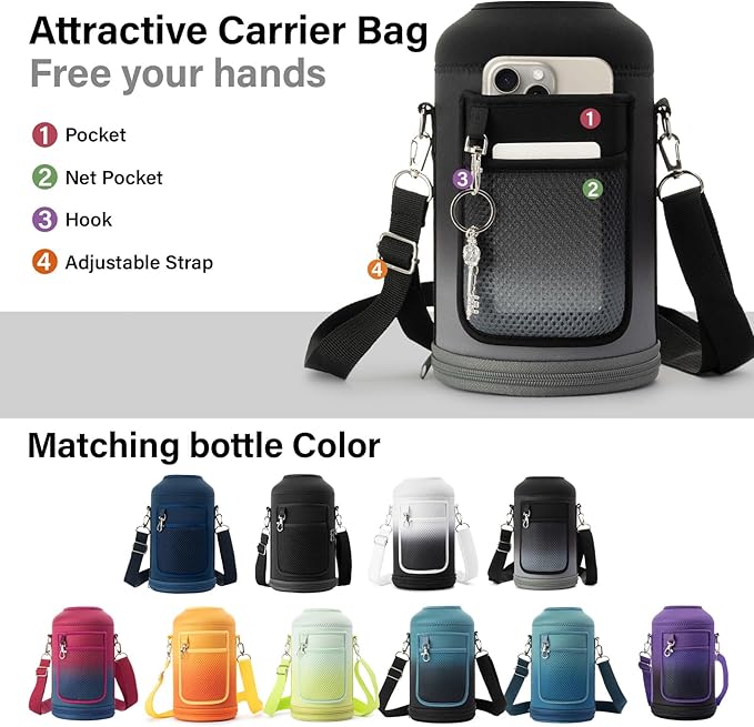DYSANKY 1 Gallon Water Bottle Insulated | Thickened Stainless Steel Vacuum Metal Water Jug | Portable Sports Large for Gym and Hiking with Straw, Carrier Bag, Handle Strap | BPA-Free 128 oz