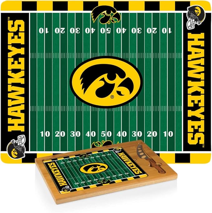 PICNIC TIME NCAA Icon Glass Top Cutting Board & Knife Set, Cheese Boards Charcuterie Boards, Serving Platter, (Parawood & Bamboo)