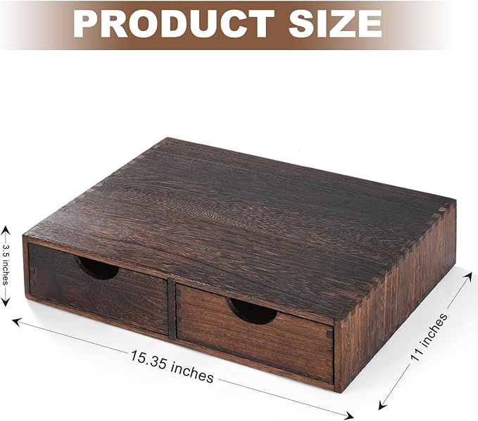 Wooden K Cup Organizer Coffee Pod Storage Box, Coffee Pod and Tea Bag Holder,Kcup Drawer Coffee Maker Stand,Home Kitchen Counter Holds Up to 30 Pods Capacity (2 Drawer) (Carbonized Black)