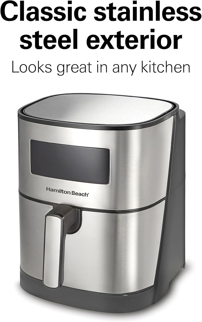 Hamilton Beach 5.8 Quart Digital Air Fryer Oven with 8 Presets, Easy to Clean Nonstick Basket, Black (35075)